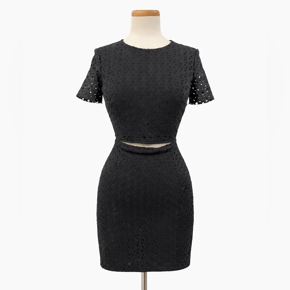 Bec & Bridge US4 Cammi Cut-out Black 0951 Mini Dress laser cut short sleeve